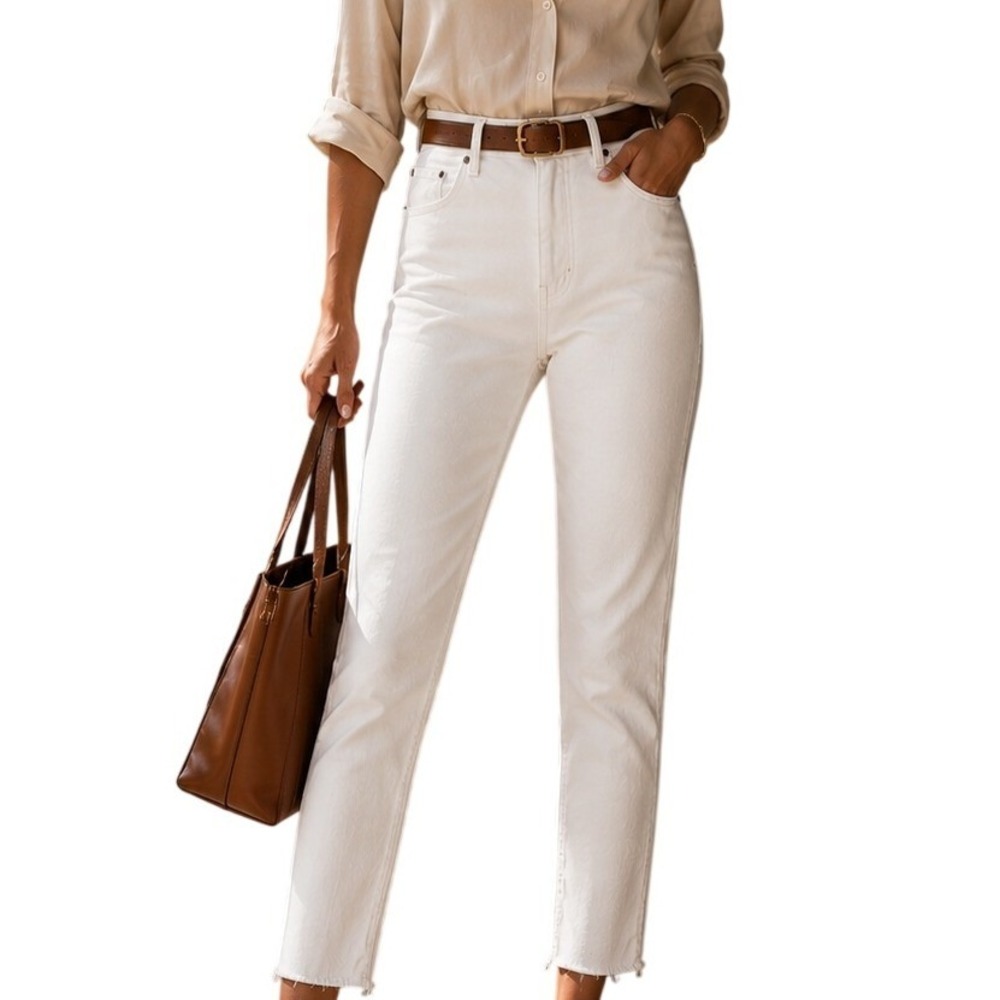 Madewell Perfect Vintage Jean‎ Minimalist Off-White High Rise Straight Leg 24P